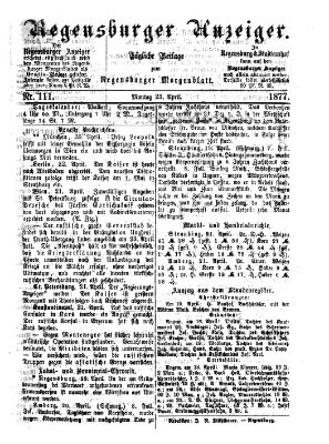 Regensburger Anzeiger Montag 23. April 1877