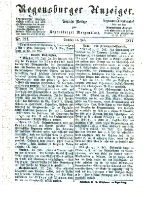 Regensburger Anzeiger Samstag 14. Juli 1877