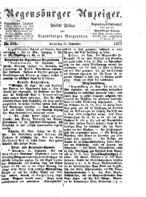 Regensburger Anzeiger Donnerstag 27. September 1877