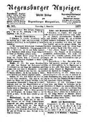 Regensburger Anzeiger Donnerstag 1. November 1877