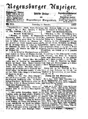 Regensburger Anzeiger Donnerstag 15. November 1877