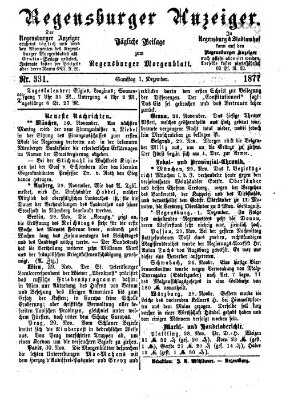 Regensburger Anzeiger Samstag 1. Dezember 1877