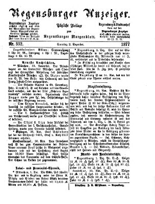 Regensburger Anzeiger Sonntag 2. Dezember 1877