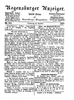 Regensburger Anzeiger Donnerstag 20. Dezember 1877