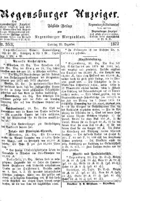 Regensburger Anzeiger Sonntag 23. Dezember 1877