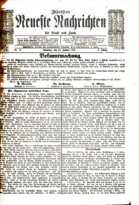 Fürther neueste Nachrichten für Stadt und Land (Fürther Abendzeitung) Samstag 20. Januar 1877