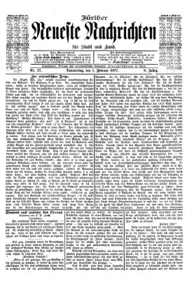 Fürther neueste Nachrichten für Stadt und Land (Fürther Abendzeitung) Donnerstag 1. Februar 1877