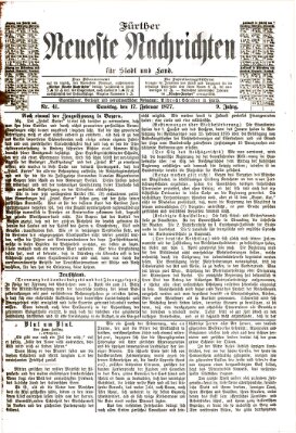 Fürther neueste Nachrichten für Stadt und Land (Fürther Abendzeitung) Samstag 17. Februar 1877