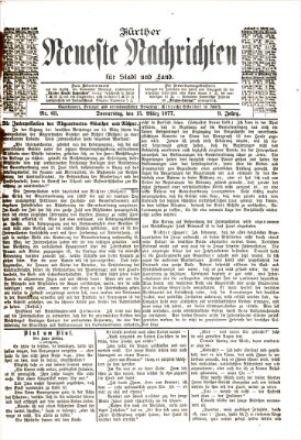 Fürther neueste Nachrichten für Stadt und Land (Fürther Abendzeitung) Donnerstag 15. März 1877