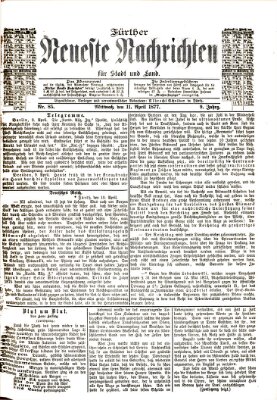 Fürther neueste Nachrichten für Stadt und Land (Fürther Abendzeitung) Mittwoch 11. April 1877