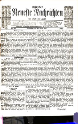 Fürther neueste Nachrichten für Stadt und Land (Fürther Abendzeitung) Donnerstag 19. April 1877