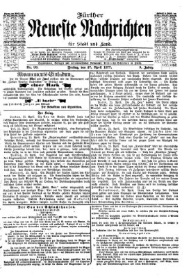 Fürther neueste Nachrichten für Stadt und Land (Fürther Abendzeitung) Freitag 27. April 1877