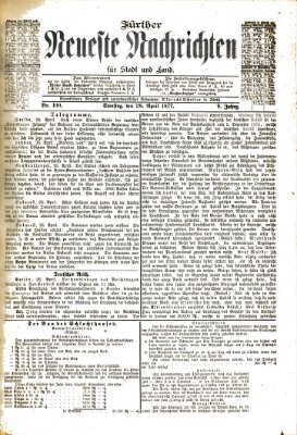 Fürther neueste Nachrichten für Stadt und Land (Fürther Abendzeitung) Samstag 28. April 1877