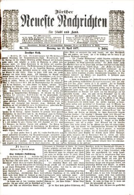 Fürther neueste Nachrichten für Stadt und Land (Fürther Abendzeitung) Sonntag 29. April 1877