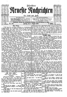 Fürther neueste Nachrichten für Stadt und Land (Fürther Abendzeitung) Freitag 3. August 1877