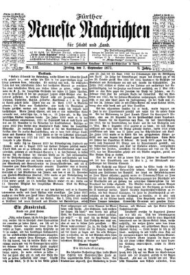 Fürther neueste Nachrichten für Stadt und Land (Fürther Abendzeitung) Freitag 7. September 1877