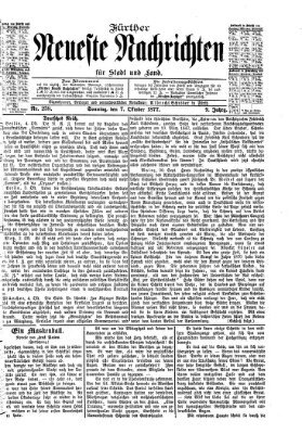 Fürther neueste Nachrichten für Stadt und Land (Fürther Abendzeitung) Sonntag 7. Oktober 1877