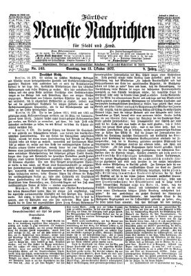 Fürther neueste Nachrichten für Stadt und Land (Fürther Abendzeitung) Samstag 13. Oktober 1877