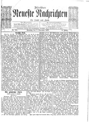 Fürther neueste Nachrichten für Stadt und Land (Fürther Abendzeitung) Samstag 3. November 1877