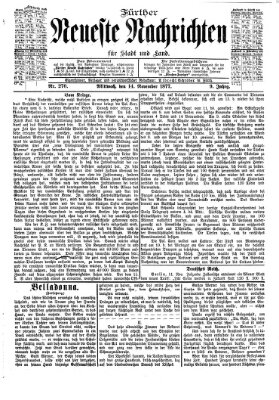 Fürther neueste Nachrichten für Stadt und Land (Fürther Abendzeitung) Mittwoch 14. November 1877