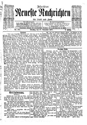 Fürther neueste Nachrichten für Stadt und Land (Fürther Abendzeitung) Dienstag 27. November 1877