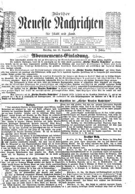 Fürther neueste Nachrichten für Stadt und Land (Fürther Abendzeitung) Samstag 15. Dezember 1877