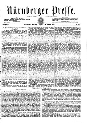 Nürnberger Presse Mittwoch 14. Februar 1877