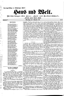 Haus und Welt (Nürnberger Presse) Sonntag 4. November 1877