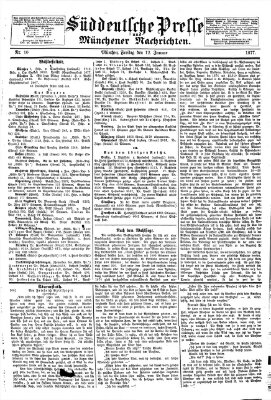 Süddeutsche Presse und Münchener Nachrichten (Süddeutsche Presse) Freitag 12. Januar 1877