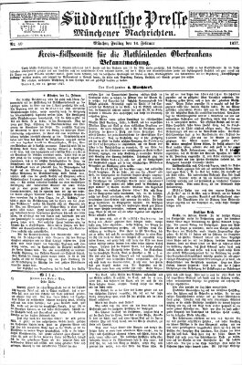 Süddeutsche Presse und Münchener Nachrichten (Süddeutsche Presse) Freitag 16. Februar 1877