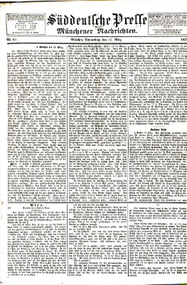 Süddeutsche Presse und Münchener Nachrichten (Süddeutsche Presse) Donnerstag 15. März 1877