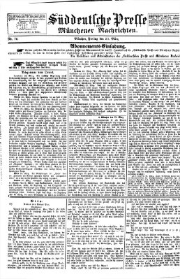 Süddeutsche Presse und Münchener Nachrichten (Süddeutsche Presse) Freitag 30. März 1877