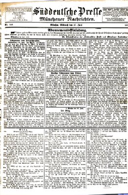 Süddeutsche Presse und Münchener Nachrichten (Süddeutsche Presse) Mittwoch 27. Juni 1877