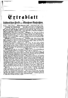 Süddeutsche Presse und Münchener Nachrichten (Süddeutsche Presse) Montag 30. Juli 1877