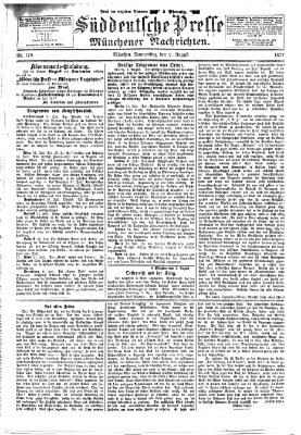 Süddeutsche Presse und Münchener Nachrichten (Süddeutsche Presse) Donnerstag 2. August 1877