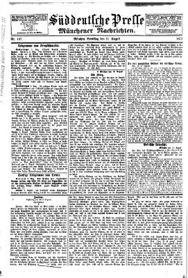 Süddeutsche Presse und Münchener Nachrichten (Süddeutsche Presse) Samstag 11. August 1877