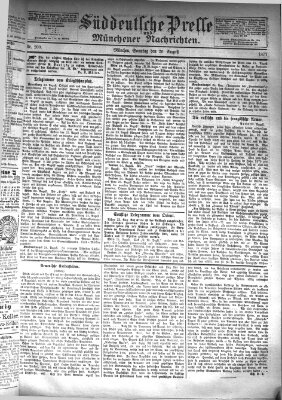 Süddeutsche Presse und Münchener Nachrichten (Süddeutsche Presse) Sonntag 26. August 1877