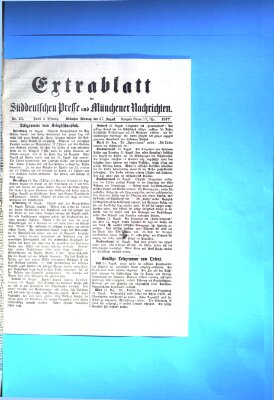 Süddeutsche Presse und Münchener Nachrichten (Süddeutsche Presse) Montag 27. August 1877