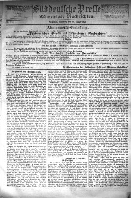 Süddeutsche Presse und Münchener Nachrichten (Süddeutsche Presse) Sonntag 16. September 1877