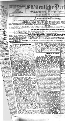 Süddeutsche Presse und Münchener Nachrichten (Süddeutsche Presse) Samstag 22. September 1877