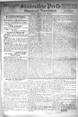 Süddeutsche Presse und Münchener Nachrichten (Süddeutsche Presse) Dienstag 30. Oktober 1877