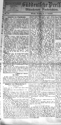 Süddeutsche Presse und Münchener Nachrichten (Süddeutsche Presse) Samstag 10. November 1877