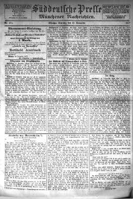 Süddeutsche Presse und Münchener Nachrichten (Süddeutsche Presse) Sonntag 25. November 1877