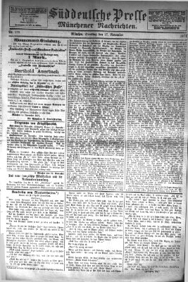 Süddeutsche Presse und Münchener Nachrichten (Süddeutsche Presse) Dienstag 27. November 1877