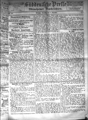 Süddeutsche Presse und Münchener Nachrichten (Süddeutsche Presse) Dienstag 4. Dezember 1877