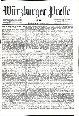 Würzburger Presse Samstag 10. Februar 1877