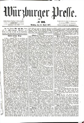 Würzburger Presse Montag 30. April 1877