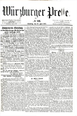 Würzburger Presse Samstag 16. Juni 1877