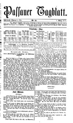 Passauer Tagblatt Mittwoch 7. März 1877