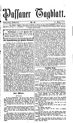 Passauer Tagblatt Donnerstag 22. März 1877